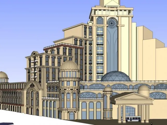 European-Style High-Rise Hotel Model in SketchUp