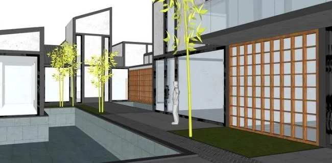 SketchUp Residential Design: Su Bo Style Villa with Courtyard and Water Features in Chinese Aesthetic