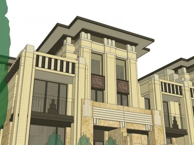 Modern Multi-Row Villa Design in SketchUp