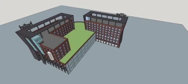 Sketchup Complex Model | Multi story Commercial Complex, Modern Style, Hotel Office, Shopping Mall, Commercial Skirt