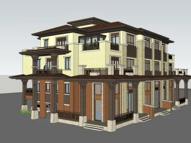 Sketchup Residential Model | Multi story Residence, Garden House, Modern Style