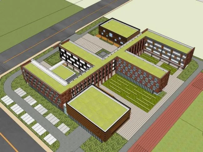 Sketchup School Model | Multi story Elementary School, Campus Educational Architecture, Modern Style