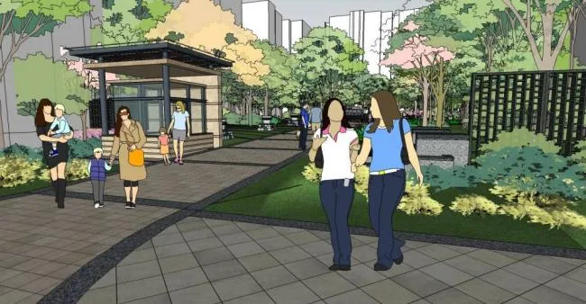 Modern Residential Community Landscape Design with Entrance and Guard House in SketchUp