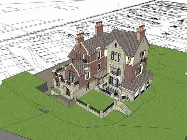 Sketchup Villa Model | Single Family Villa, Classical Style