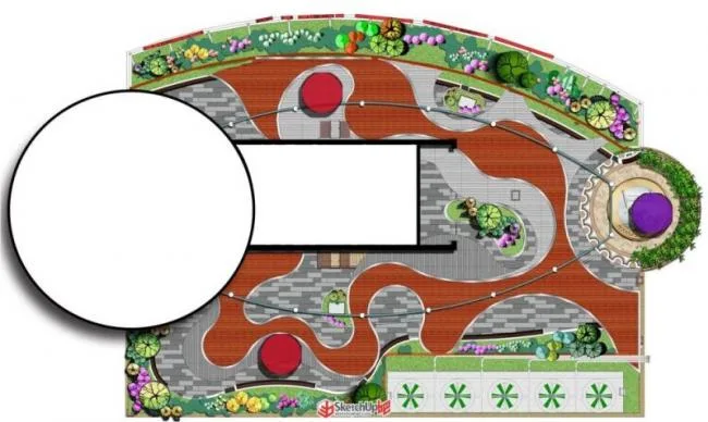 Modern Roof Garden Landscape Model in SketchUp