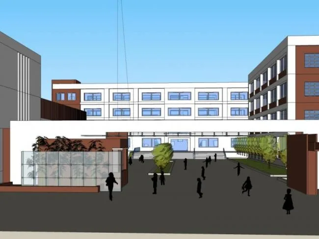 Sketchup School Model | Multi story Elementary School, Campus Educational Architecture, Modern Style