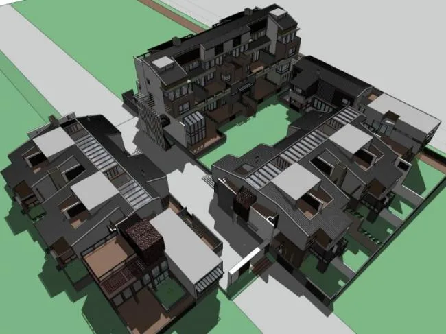 Sketchup Villa Model | Multi row Villa, Modern Style