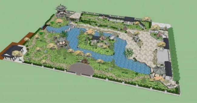 Sketchup Landscape Model | Chinese Garden, Landscape Architecture, Chinese Style