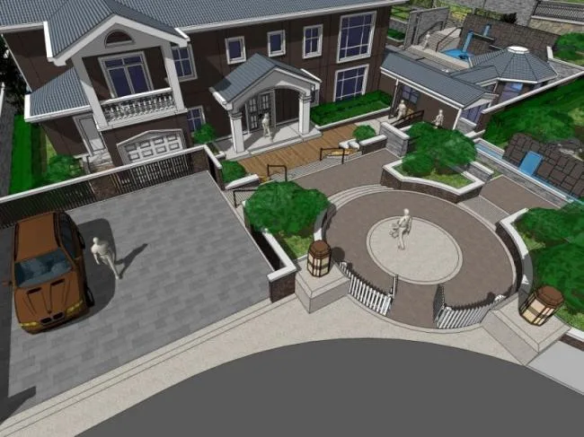 Sketchup Landscape Model | Villa Landscape, Courtyard Landscape, Chinese Style