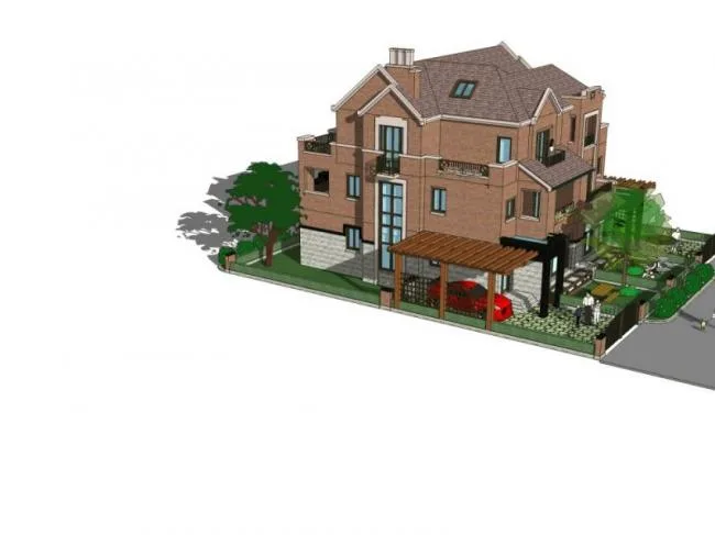 Sketchup Villa Model | Single Family Villa, Classical Style