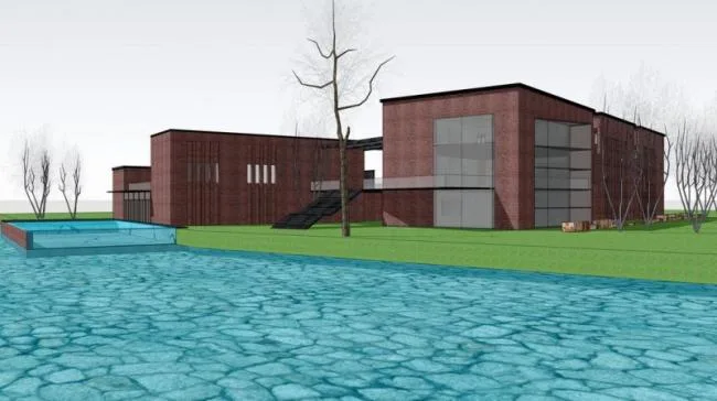 SketchUp Business Model: Modern Multi-Story Clubhouse Design