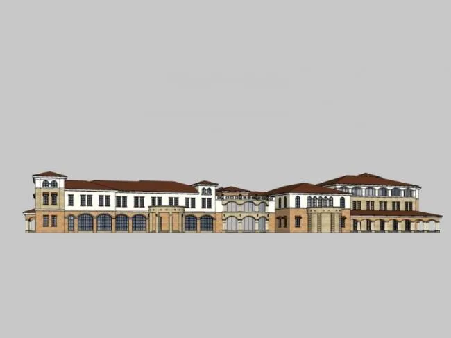 Sketchup Business Model | Multi story Commercial Street, Classical Style