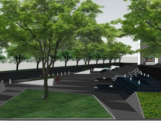 Sketchup Landscape Model | Square Landscape, Modern Style