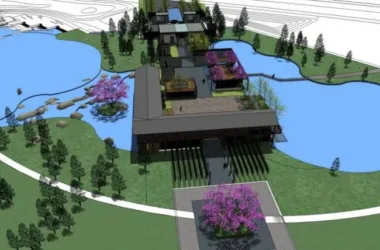 Modern Chinese Style Park Landscape Model in SketchUp-BIM WORLD