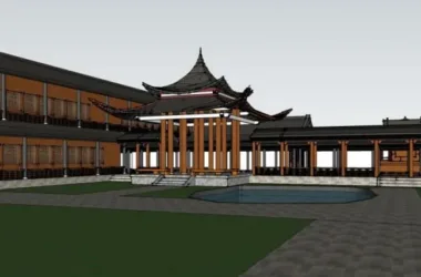 SketchUp Residential Model: Multi-Story Courtyard in Traditional Chinese Style-BIM WORLD