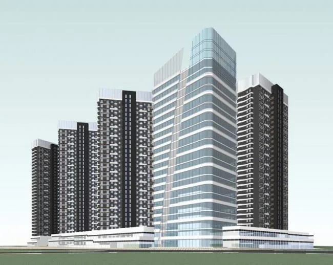 Sketchup Residential Model | High rise residential and office buildings, modern style