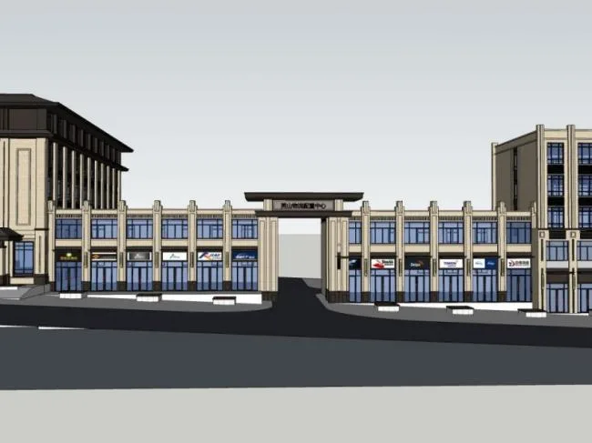Sketchup Business Model | Multi story Commercial Complex, Classical Style