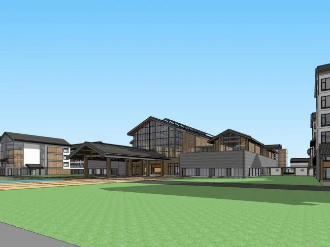 Sketchup Residential Model | Multi story Elderly Apartment, Chinese Style, Residential Architecture