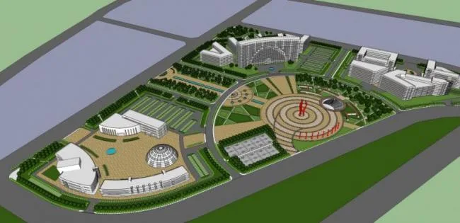 Sketchup Landscape Model | Square Landscape, Modern Style