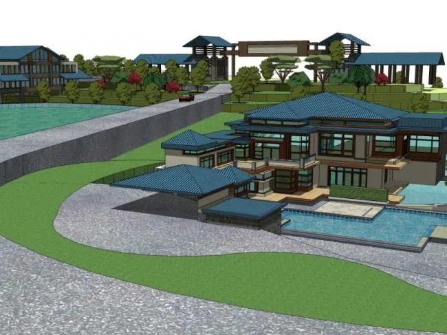 Sketchup Hotel Model | Multi story Resort, Chinese Style
