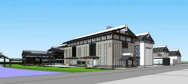 Sketchup Cultural Model | Multi story Artist Exhibition Hall, Cultural Architecture, Chinese Style