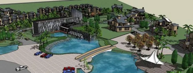 SketchUp Villa Model: European Classical Style Villa and Clubhouse Planning-BIM WORLD