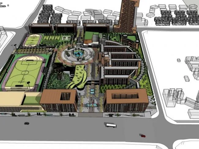 Sketchup School Model | Multi story High School, Campus Educational Architecture, Modern Style