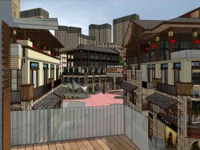 Sketchup Business Model | Multi story Commercial Street, Southeast Asian Style