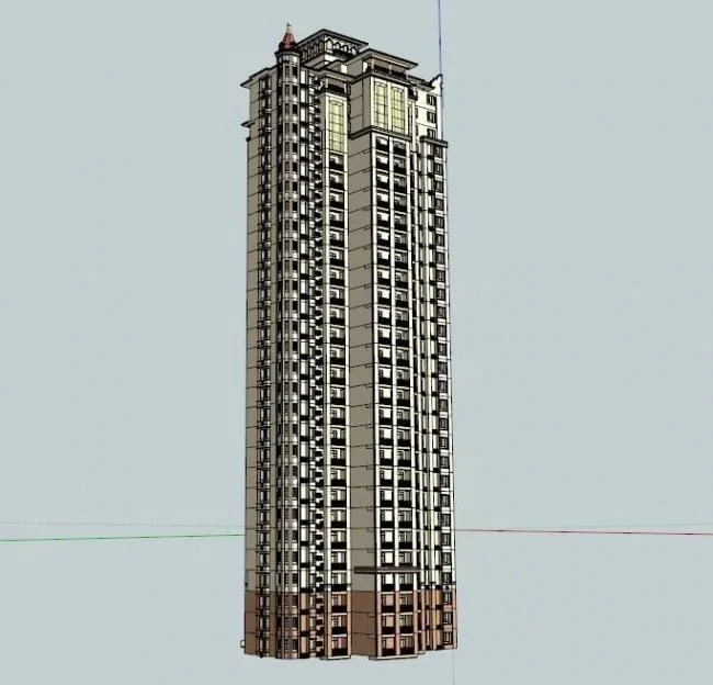 Sketchup Residential Model | Super Tall Residential, Classical Style