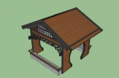 SketchUp Model of a Traditional Chinese Wooden Pavilion-BIM WORLD