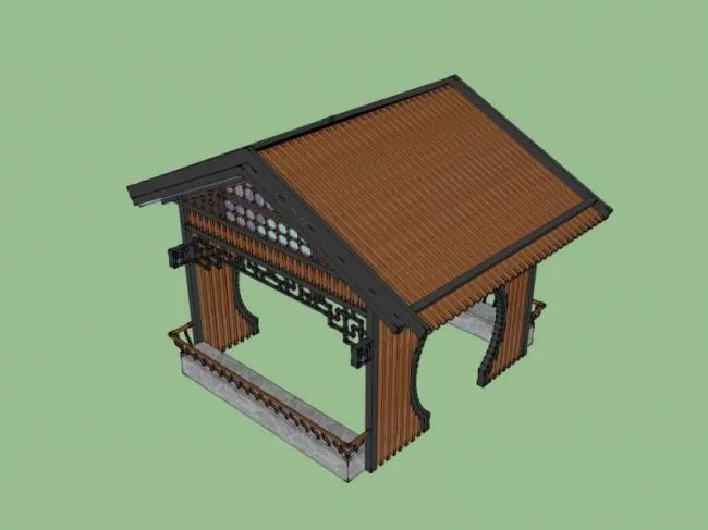 Sketchup Sketch Model | Wooden Pavilion, Chinese Style, Sketch