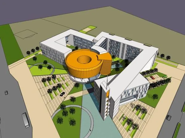 Sketchup Office Model | Multi story Chengdu Fire Command Center, Office, Modern Style