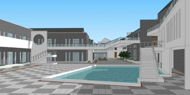 Sketchup Business Model | Old Factory Renovation Commercial Street, New Chinese Style