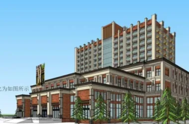 Modern Multi-Story Hotel Model in SketchUp-BIM WORLD
