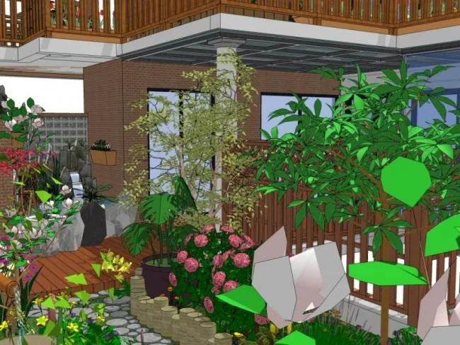Sketchup Landscape Model | Courtyard Garden, Chinese Style