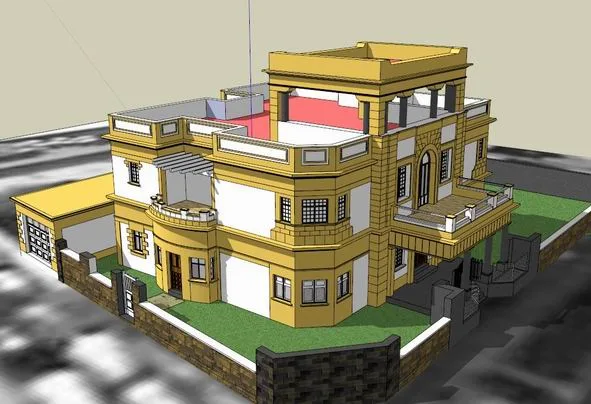 Sketchup Villa Model | Single Family Villa, Classical Style