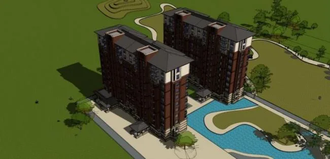 Sketchup Residential Model | Small and High Rise Residential Buildings, Modern Style