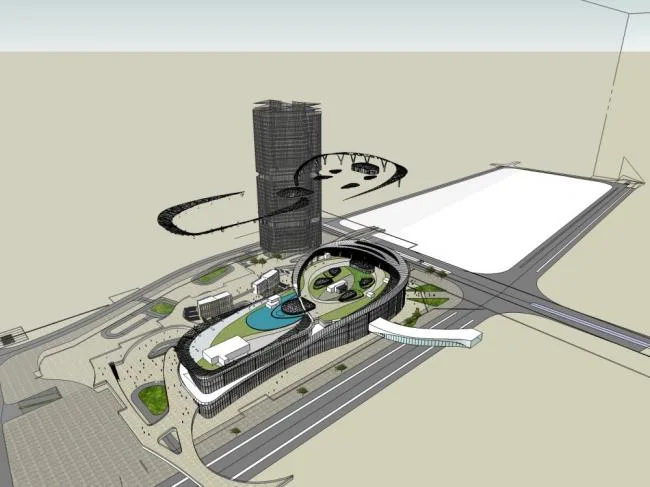 Sketchup Complex Model | Multi story High rise Complex, Commercial, Office Building, Exhibition Hall, Modern Style