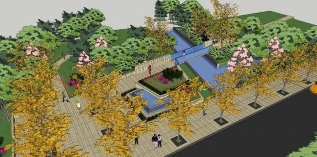 Sketchup Landscape Model | Commercial Landscape, Modern Style
