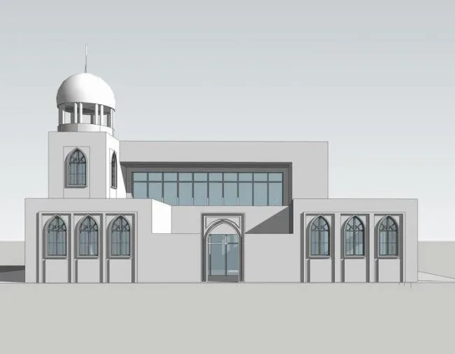 Sketchup Cultural Model | Multi story Hui Ethnic Auditorium, Mosque, Classical Style, Religious Architecture