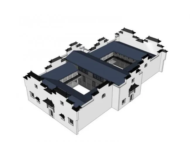Sketchup Residential Model | Huizhou style residential buildings, modern Chinese style