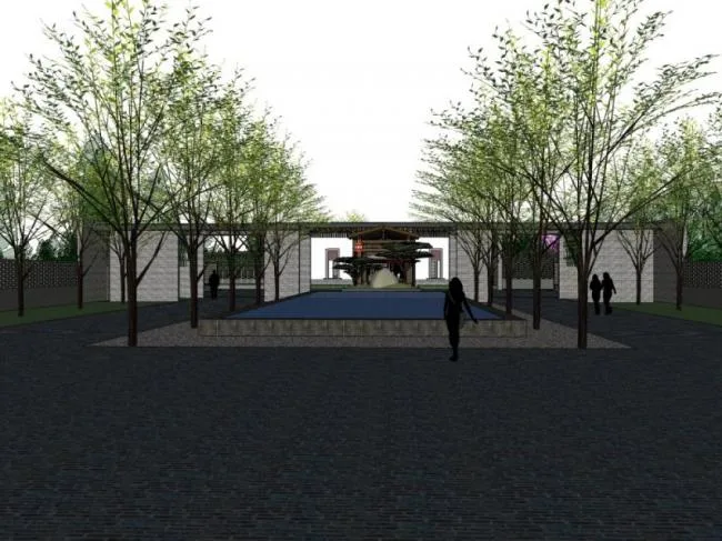 Modern Chinese Style Park Landscape Model in SketchUp