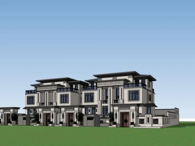 Sketchup Villa Model | Row Villa, Chinese Style