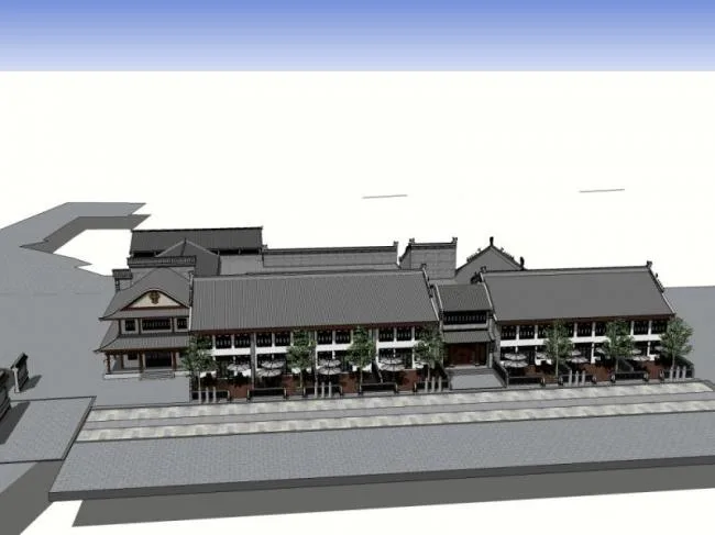 SketchUp Business Model: Designing a Low-Rise Commercial Street with Chinese Style