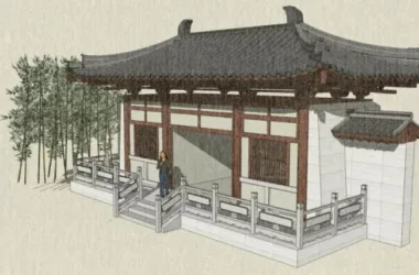 SketchUp Model: Mountain Gate Featuring Antique Chinese Architecture-BIM WORLD