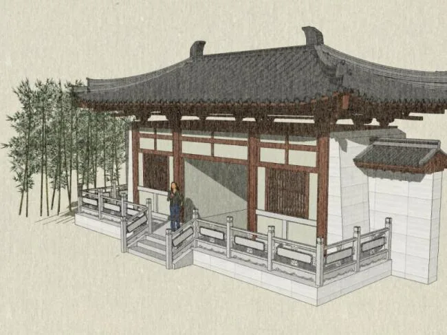 SketchUp Model: Mountain Gate Featuring Antique Chinese Architecture