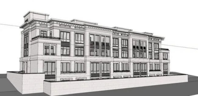 Sketchup Villa Model | Multi row Villa, Slope Top, Modern Style