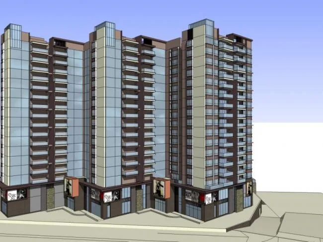 Sketchup Residential Model | High rise residential building, ground floor commercial, modern style