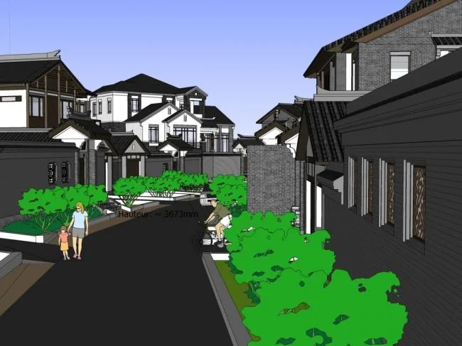 Stacked Rural Villa Model in New Chinese Style | SketchUp Design