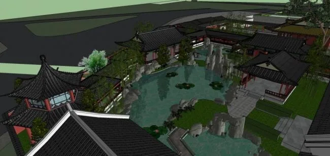 Sketchup Ancient Architecture Model | Chinese Garden, Landscape